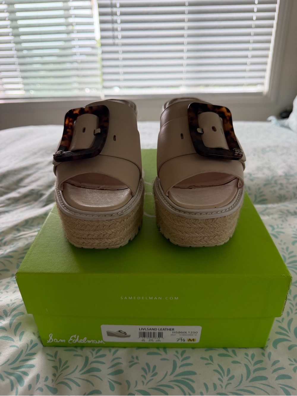 Sam Edelman Liv Sand Leather Platform Slide — Cream - Picture 1 of 8